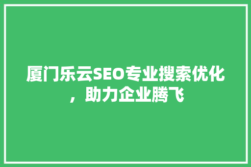 厦门乐云SEO专业搜索优化，助力企业腾飞