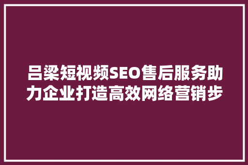 吕梁短视频SEO售后服务助力企业打造高效网络营销步骤  第1张