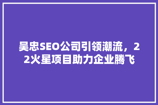 吴忠SEO公司引领潮流，22火星项目助力企业腾飞