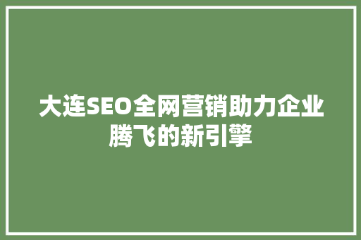 大连SEO全网营销助力企业腾飞的新引擎