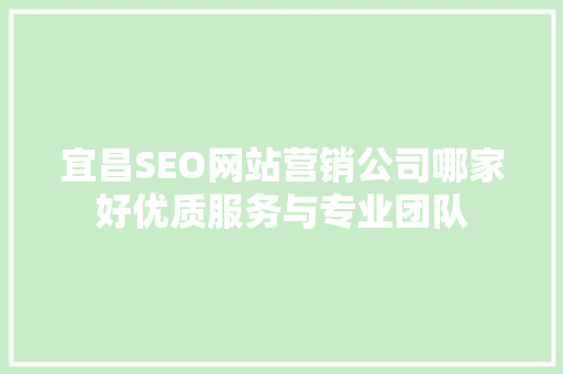 宜昌SEO网站营销公司哪家好优质服务与专业团队