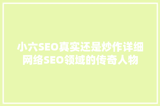 小六SEO真实还是炒作详细网络SEO领域的传奇人物
