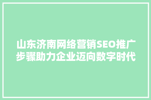 山东济南网络营销SEO推广步骤助力企业迈向数字时代