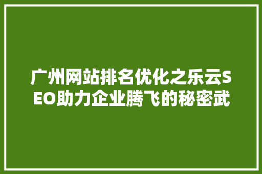 广州网站排名优化之乐云SEO助力企业腾飞的秘密武器