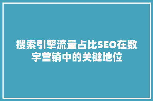 搜索引擎流量占比SEO在数字营销中的关键地位