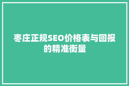 枣庄正规SEO价格表与回报的精准衡量  第1张