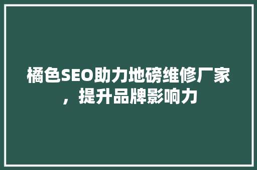 橘色SEO助力地磅维修厂家，提升品牌影响力