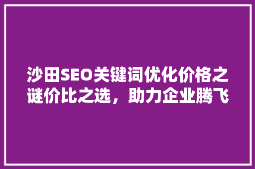 沙田SEO关键词优化价格之谜价比之选，助力企业腾飞
