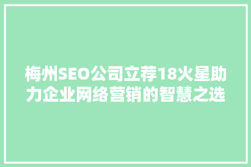 梅州SEO公司立荐18火星助力企业网络营销的智慧之选