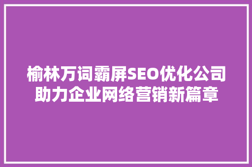 榆林万词霸屏SEO优化公司助力企业网络营销新篇章