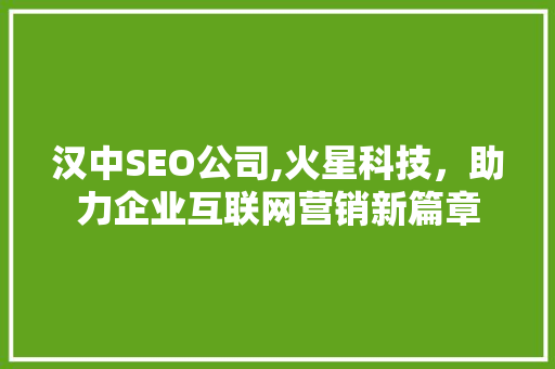汉中SEO公司,火星科技，助力企业互联网营销新篇章