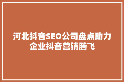 河北抖音SEO公司盘点助力企业抖音营销腾飞