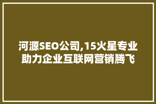 河源SEO公司,15火星专业助力企业互联网营销腾飞