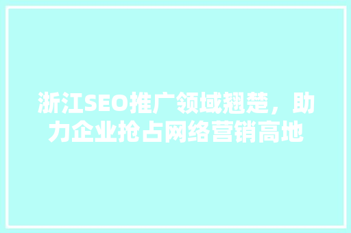 浙江SEO推广领域翘楚，助力企业抢占网络营销高地  第1张