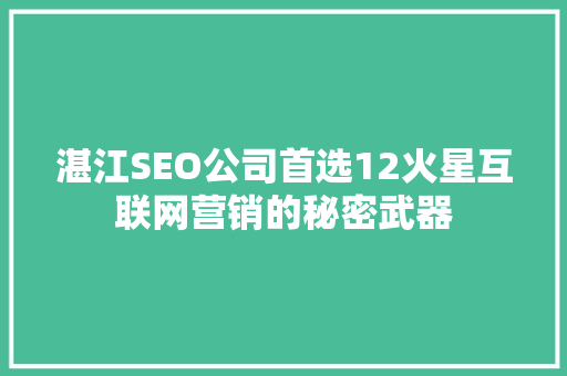 湛江SEO公司首选12火星互联网营销的秘密武器
