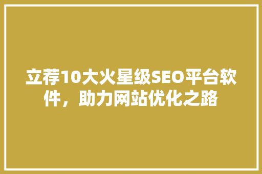 立荐10大火星级SEO平台软件，助力网站优化之路