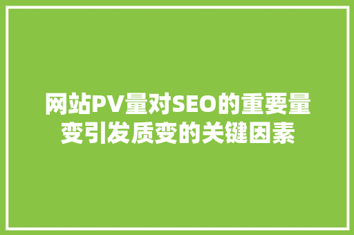 网站PV量对SEO的重要量变引发质变的关键因素