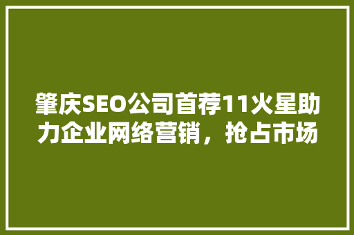 肇庆SEO公司首荐11火星助力企业网络营销，抢占市场先机