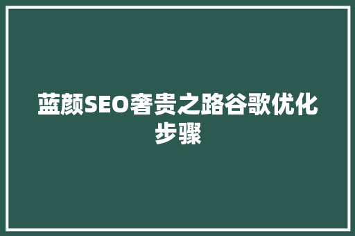 蓝颜SEO奢贵之路谷歌优化步骤  第1张