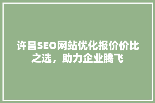 许昌SEO网站优化报价价比之选，助力企业腾飞
