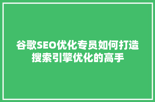 谷歌SEO优化专员如何打造搜索引擎优化的高手