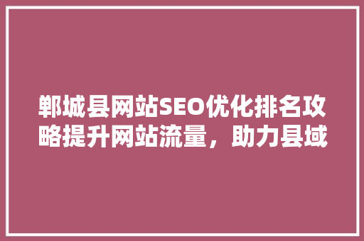 郸城县网站SEO优化排名攻略提升网站流量，助力县域经济发展  第1张