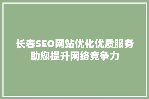 长春SEO网站优化优质服务助您提升网络竞争力