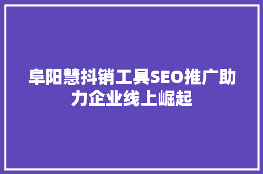 阜阳慧抖销工具SEO推广助力企业线上崛起