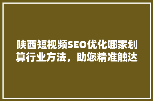 陕西短视频SEO优化哪家划算行业方法，助您精准触达目标受众