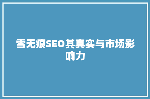 雪无痕SEO其真实与市场影响力
