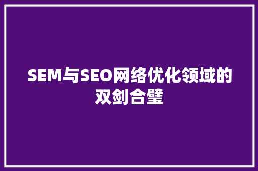 SEM与SEO网络优化领域的双剑合璧
