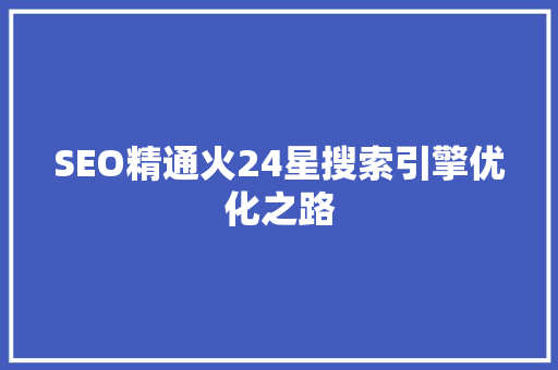 SEO精通火24星搜索引擎优化之路