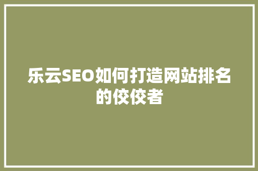 乐云SEO如何打造网站排名的佼佼者