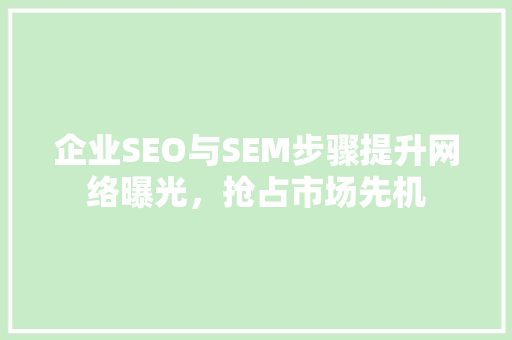 企业SEO与SEM步骤提升网络曝光，抢占市场先机