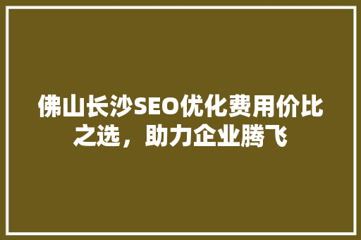 佛山长沙SEO优化费用价比之选，助力企业腾飞