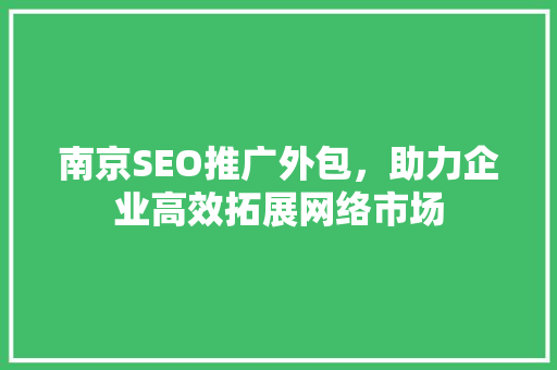 南京SEO推广外包，助力企业高效拓展网络市场
