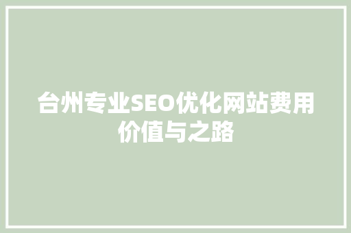 台州专业SEO优化网站费用价值与之路