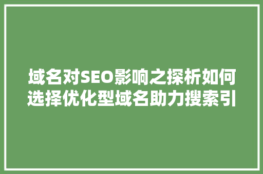 域名对SEO影响之探析如何选择优化型域名助力搜索引擎优化