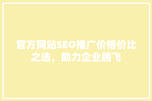 官方网站SEO推广价格价比之选，助力企业腾飞