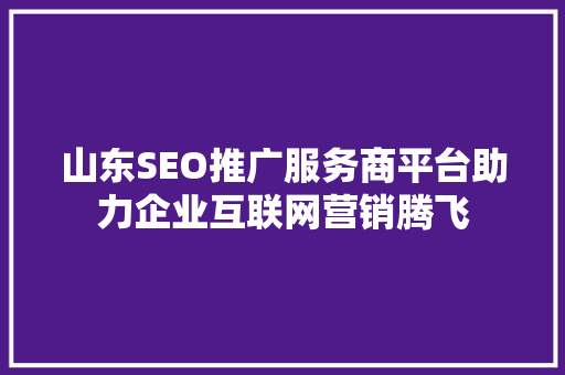 山东SEO推广服务商平台助力企业互联网营销腾飞