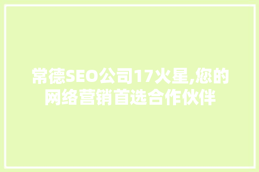 常德SEO公司17火星,您的网络营销首选合作伙伴