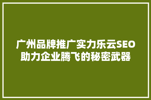 广州品牌推广实力乐云SEO助力企业腾飞的秘密武器