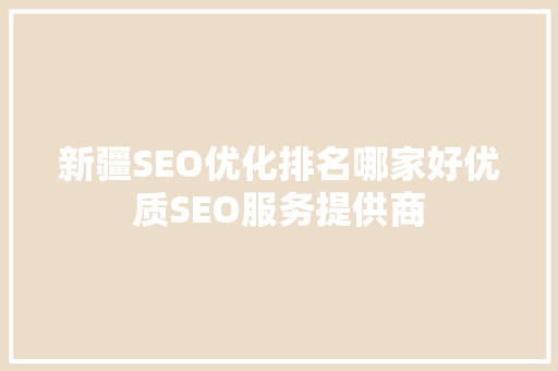 新疆SEO优化排名哪家好优质SEO服务提供商