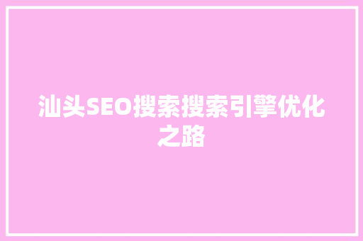 汕头SEO搜索搜索引擎优化之路