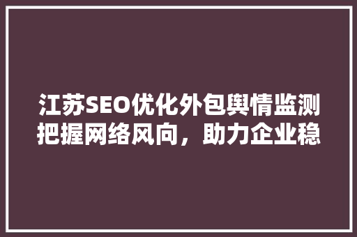 江苏SEO优化外包舆情监测把握网络风向，助力企业稳步前行