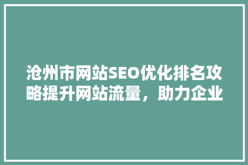 沧州市网站SEO优化排名攻略提升网站流量，助力企业腾飞