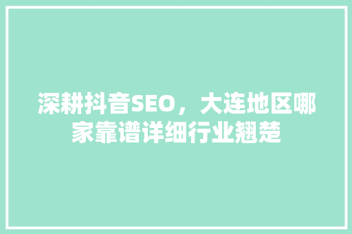 深耕抖音SEO，大连地区哪家靠谱详细行业翘楚  第1张