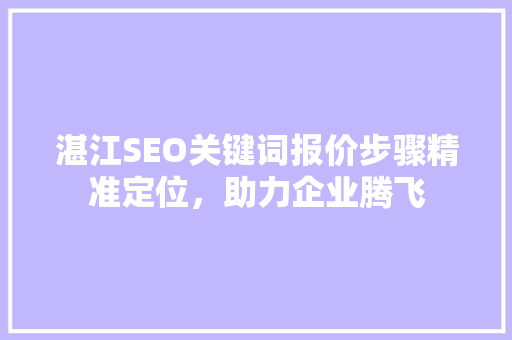 湛江SEO关键词报价步骤精准定位，助力企业腾飞