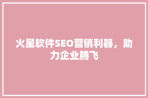 火星软件SEO营销利器，助力企业腾飞