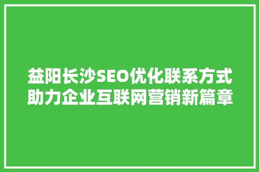 益阳长沙SEO优化联系方式助力企业互联网营销新篇章